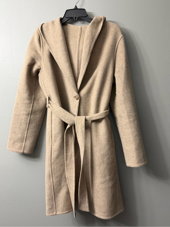 Uniqlo Jackets & Blazers - uniqlo tan button front belted hooded coat Womens Belted Wool-Blend large